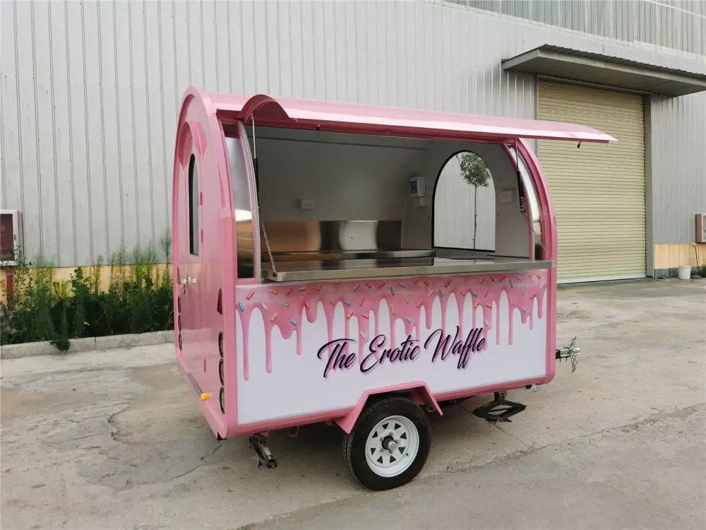 New Design Multipurpose Commercial Snack Pink Food Cart With Mobile Kitchen Machine Pink Cupcake Cart