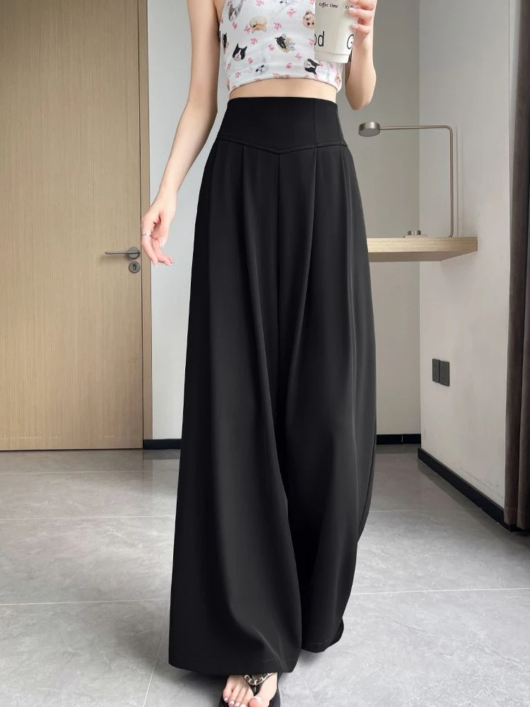 

Свободные черные женские брюки с высокой талией, удобные эластичные повседневные эстетические брюки Xxl G, один размер Y2k, уличная одежда, брюки, женские брюки