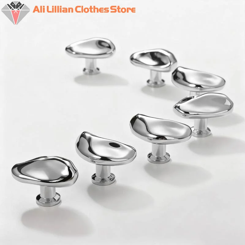 Hot Sale 1Pcs Simple Wardrobe Door Drawer Cabinet Bright Silver Handle New Chinese Furniture Single Hole Small Handle