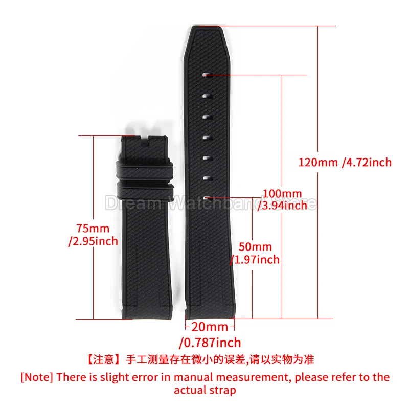 20 مللي متر منحني ملون نمط المطاط حزام الساعات ل رولكس أوميغا سواتش الأسود الغواصة المنسوجة الملمس مقاومة للخدش خفيفة الوزن