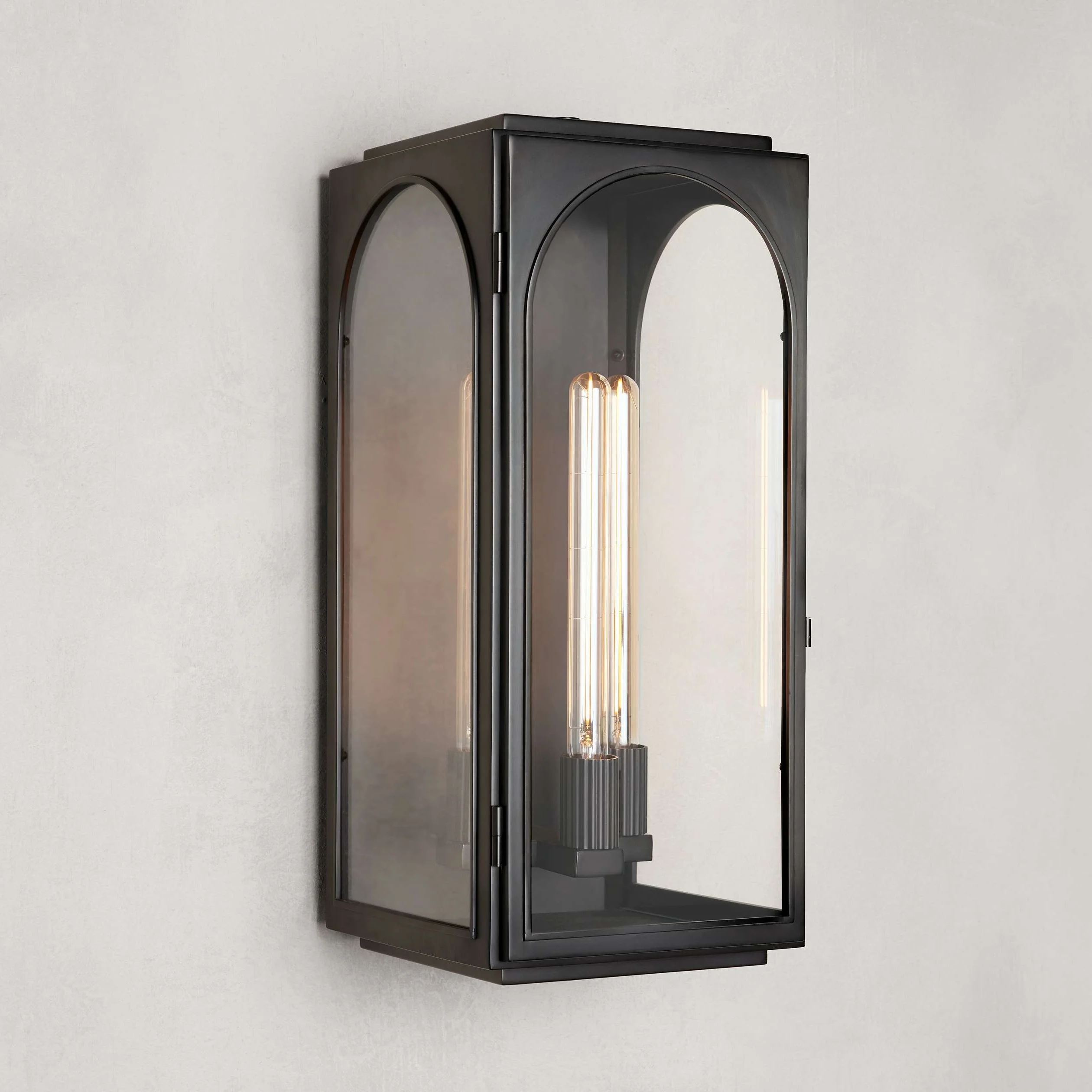 Modern Simple Outdoor clear Glass Wall Lamp Garden Villa Hotel Wall Decoration Matte Blalck Clear Glass Water-proof Wall Lamp