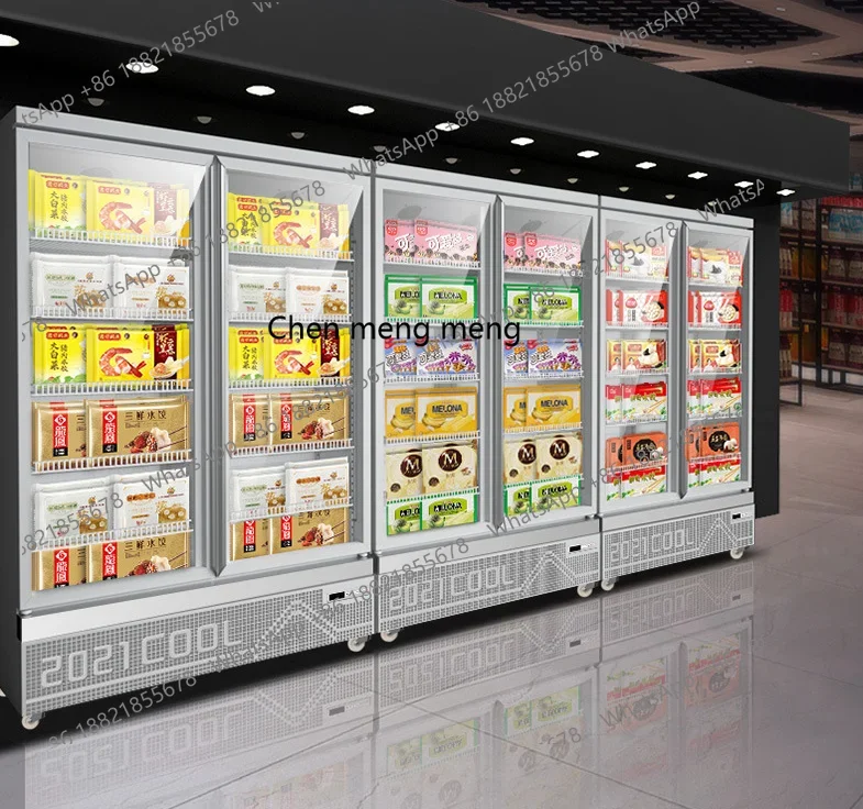 

Frozen Display Cabinet Commercial Supermarket Frozen Food Large Capacity Vertical Freezer Glass Low Temperature Frozen Freezer