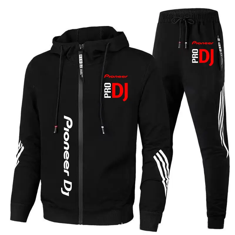 Pioneer Pro DJ Men Hoodie Pant Sets Spring Autumn Casual Male Zipper Sweatshirt Pants Suit 2024 New Fashion Sport Coat Set