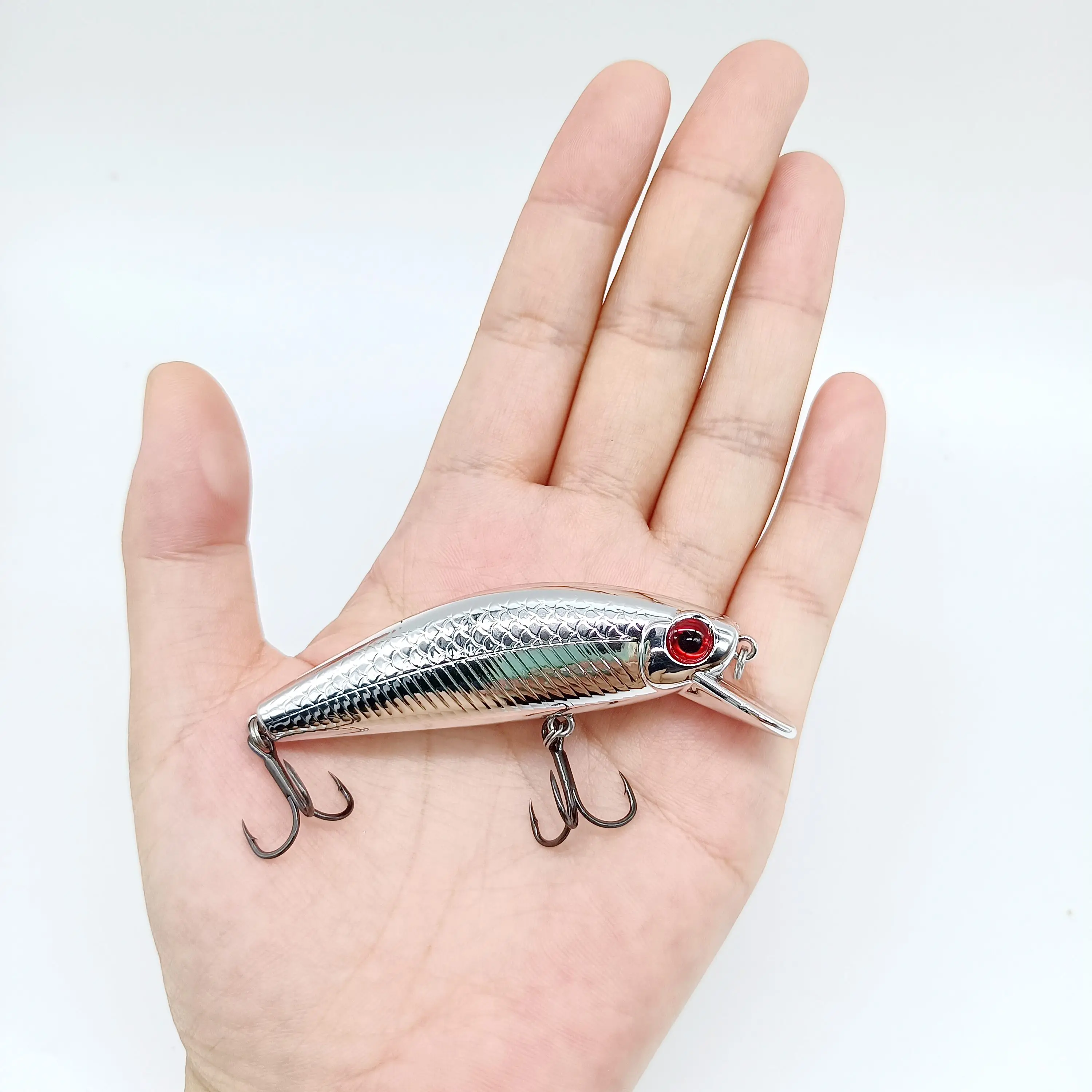 DUODUOYU 1PCS Sinking Minnow Fishing Lure 11g/77mm Electroplated silver Artificial Bait Wobbler Crankbait Fishing Tackle