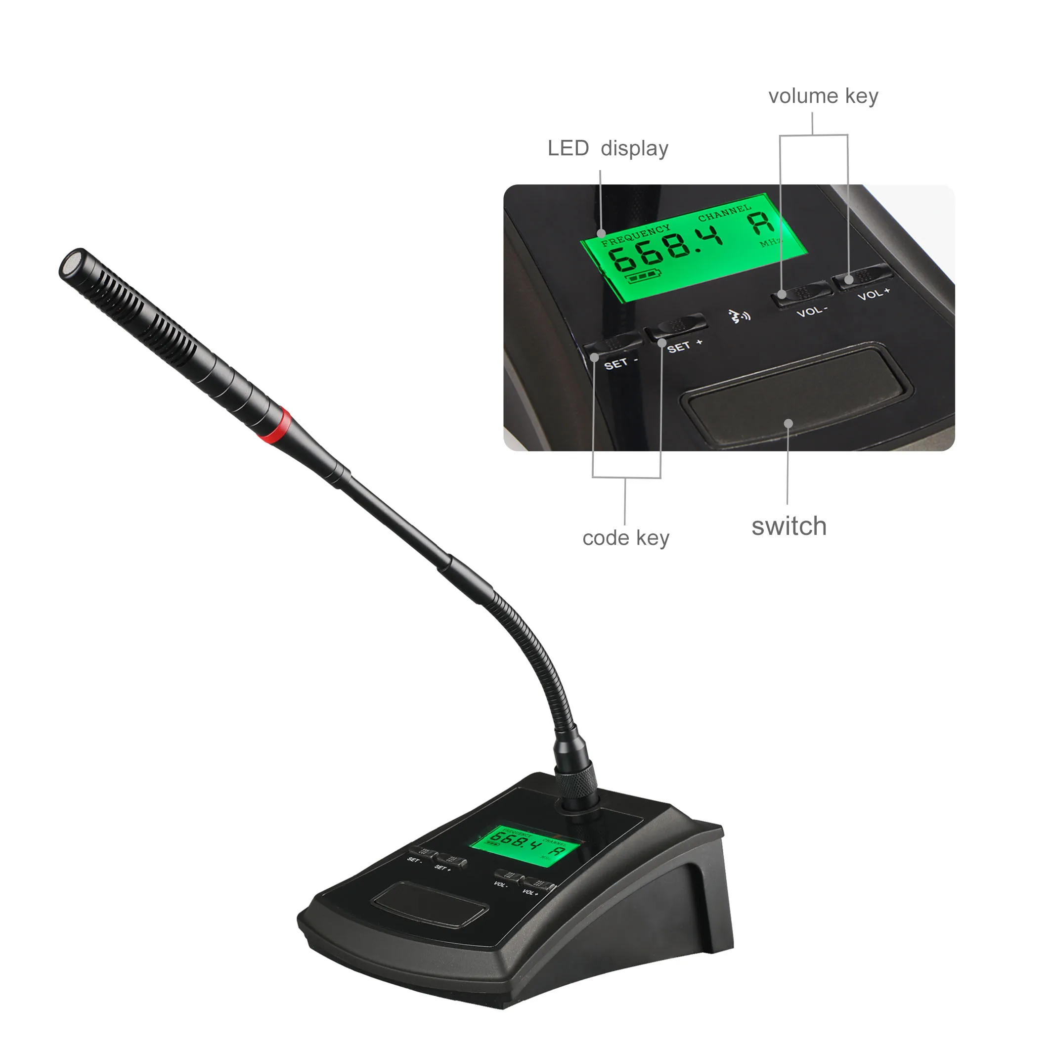 PRO-H02 Professional 4-Channel Video Conference Microphone Hot Sale Wireless Recording Mic for Meeting & Table Use
