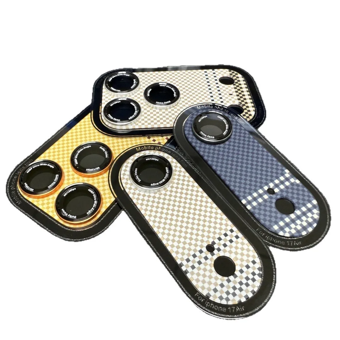 Kevlar Carbon Fiber Camera Protector for IPhone 17 Pro Max Air Scratch Proof Metal Ring Full Cover Lens Glass Tempered Film Cap