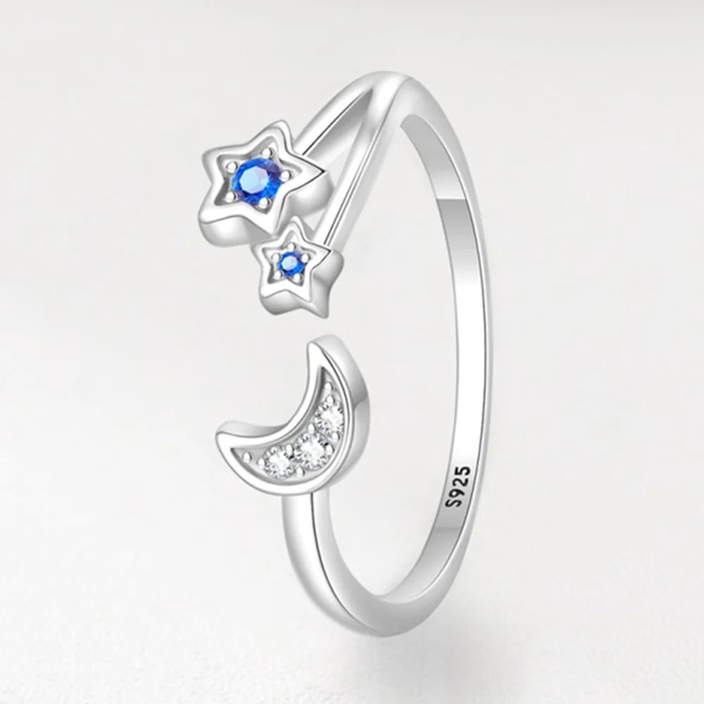 الأصلي المرأة الحد الأدنى واسعة السماء المرصعة بالنجوم القمر والنجوم خواتم مجوهرات الذكرى عيد ميلاد موضة هدايا للفتيات الأم زوجة