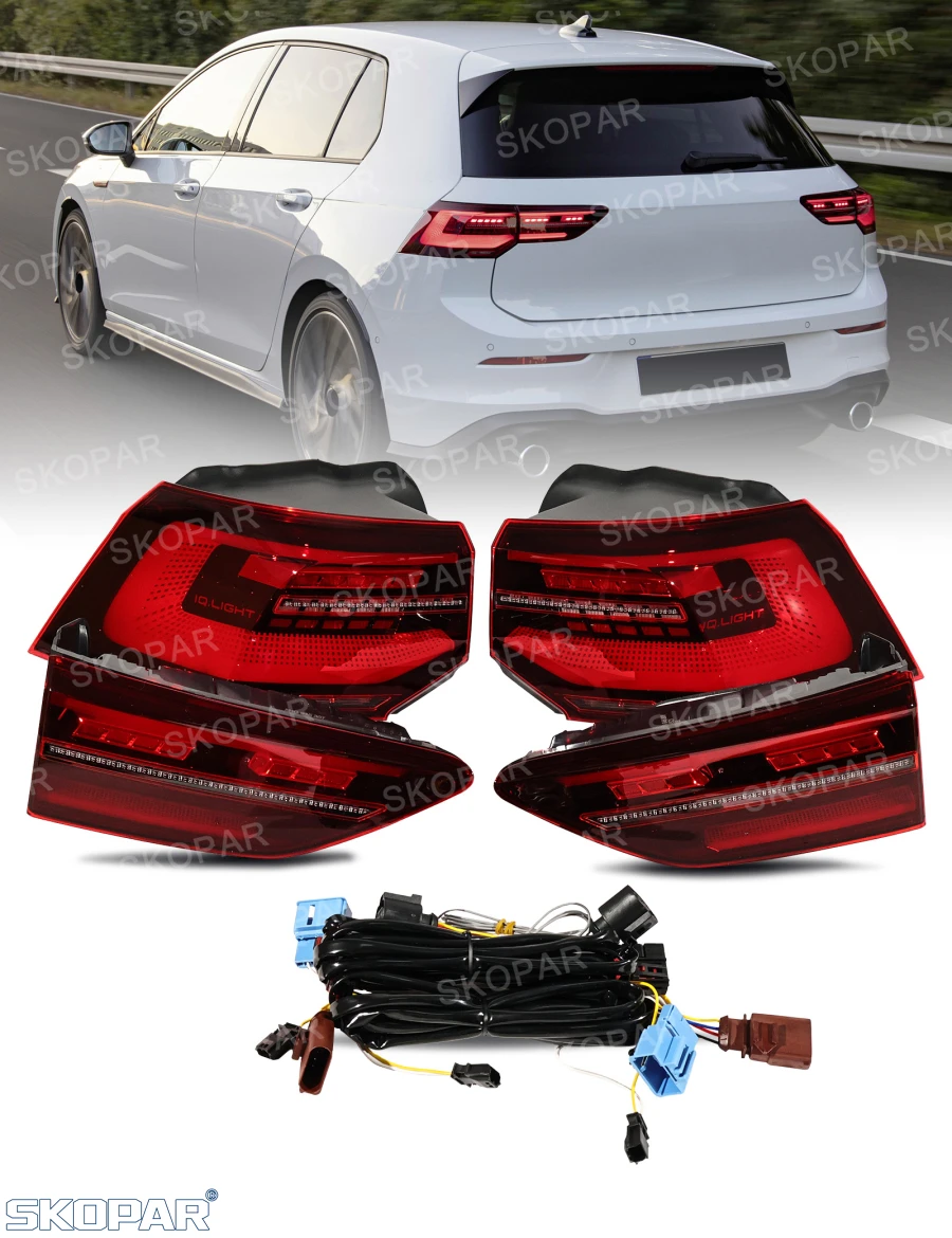 

For VW Golf 8 MK8 GTI GTD GTE R 2021 2022 2023 2024 Car Upgrade LED Dynamic Tail Light Rear Lamp Flashing Signal