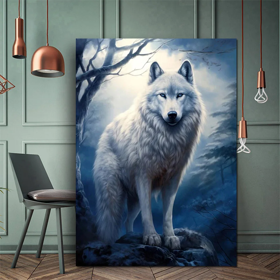 5D Full Diamond Painting New Collection Moon Mountain Wolf Mosaic Picture Art Rhinestone Embroidery Animals Cross Stitch Decor