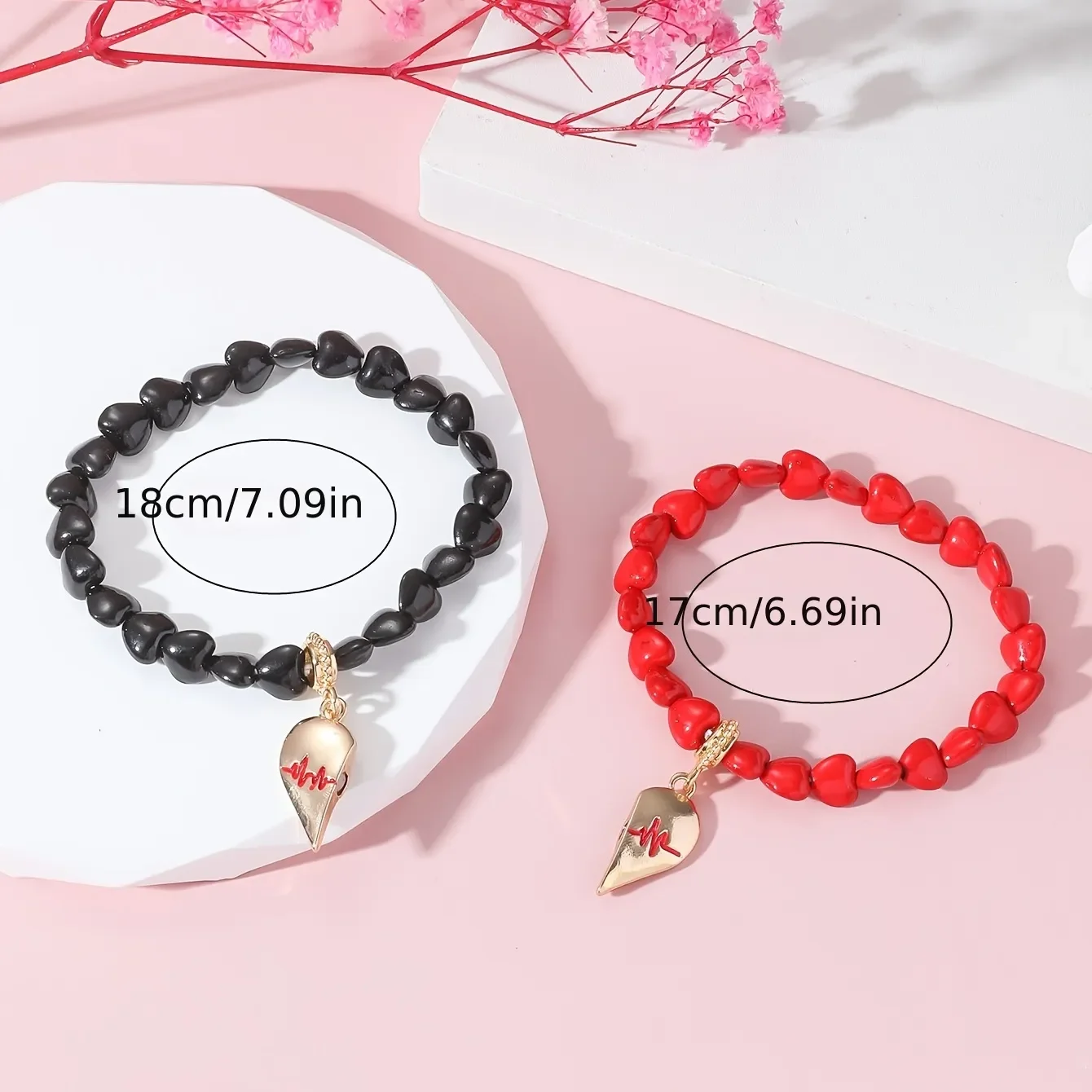 2 Simple and Elegant High-end Love Shaped Bracelets, Pendants, Couple Bracelets, WOMEN\'S Fashion, Vacation, Tourism, and Leisure