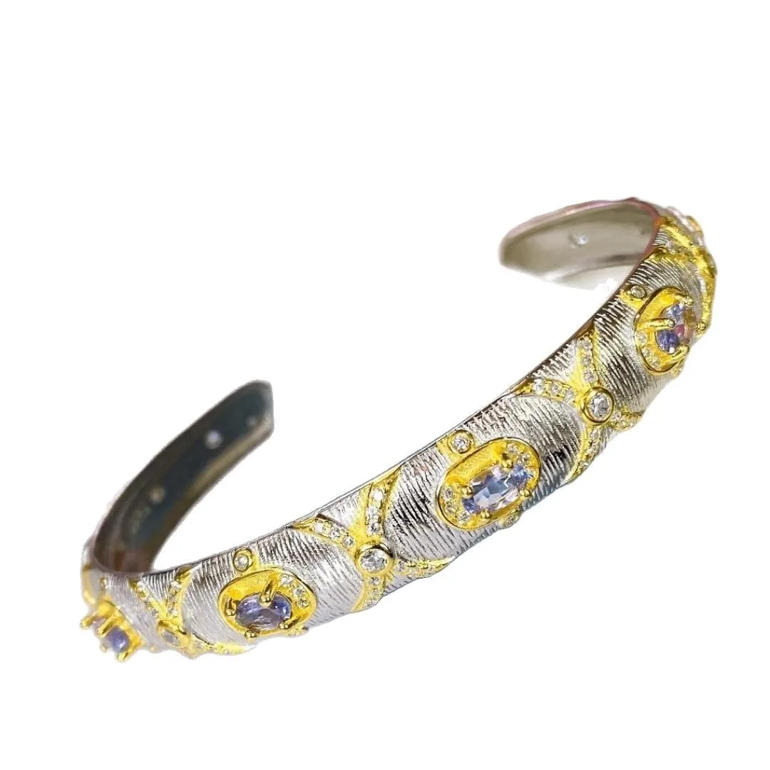 

KJJEAXCMY New Natural Tanzanite Bracelet S925 Silver Inlaid Simple Jewelry Palace Fashion Design Women's Support testing ﻿