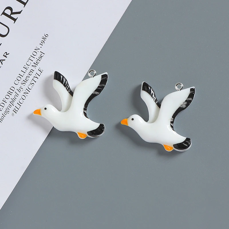 10pcs Simulated Seagull Charms Pendant Resin Animal Bird Charms For Jewelry Making Accessories DIY Earrings Necklace Keychain