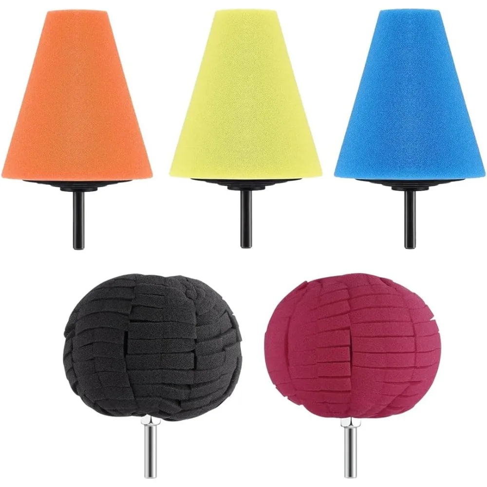 

5 шт. полировальные подушечки для насадки для дрели — набор автомобильных буферных полировщиков для ухода за колесами автомобиля и очистки деталей, полировка и полировка