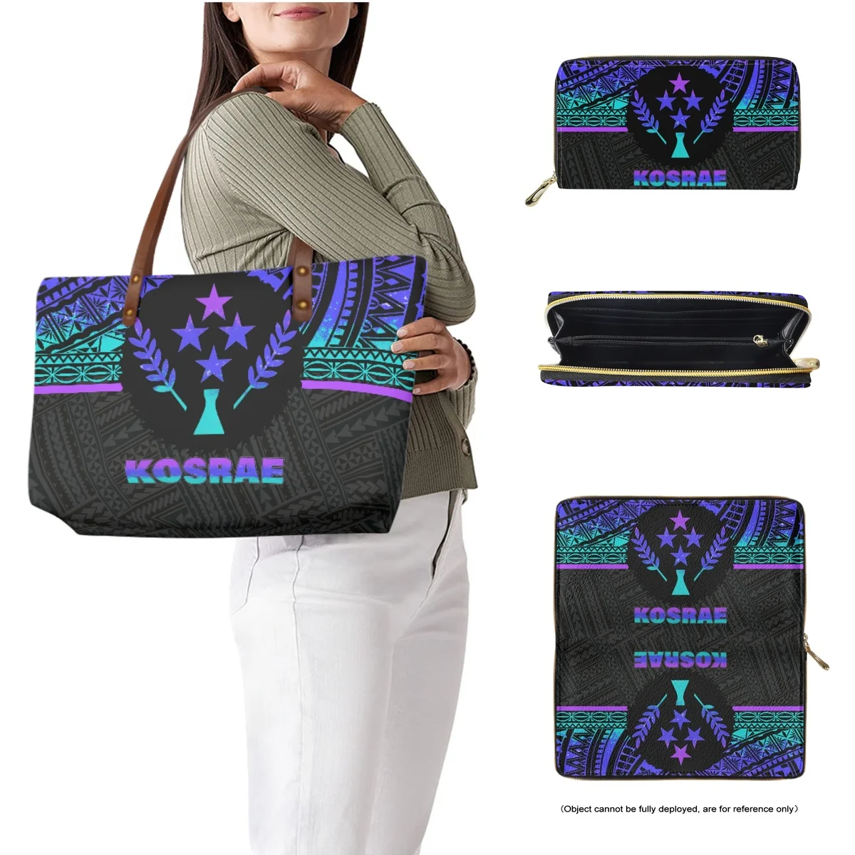 FORUDESIGNS Kosrae Pattern Design Handbag Combination Wallet Women Micronesian Style Bag Handbags Gradient Optional Outdoor