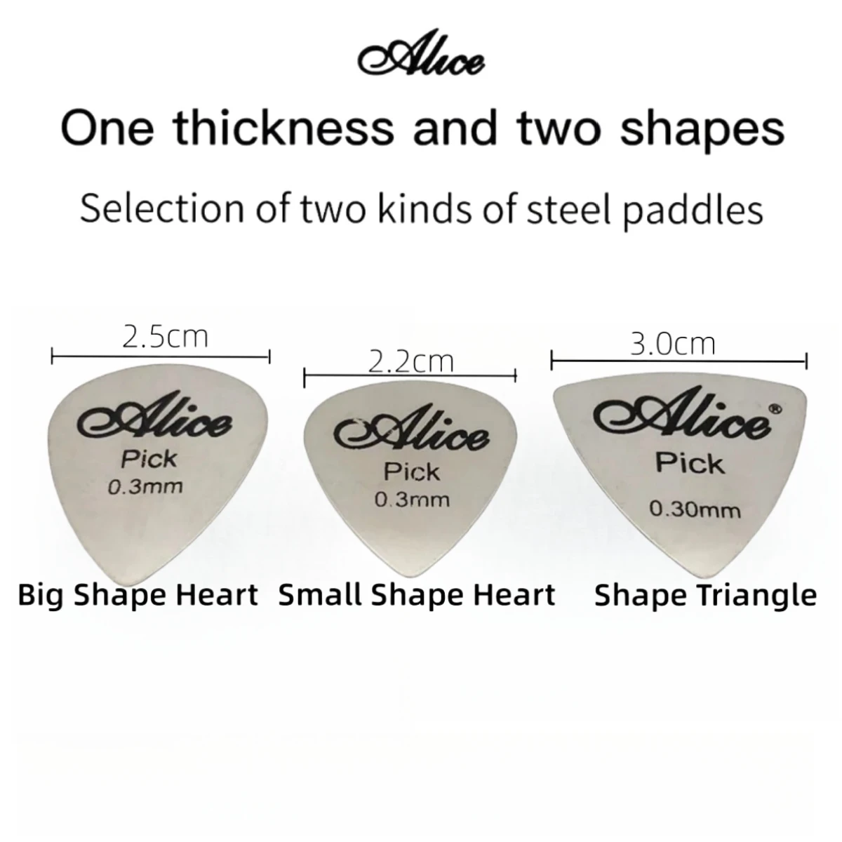 Miwayer 5/10Pcs Alice  Metal Guitar Pick 0.3mm Thin Durable Silver Color Professional Bass Ukelele Guitar Picks Bass Guita