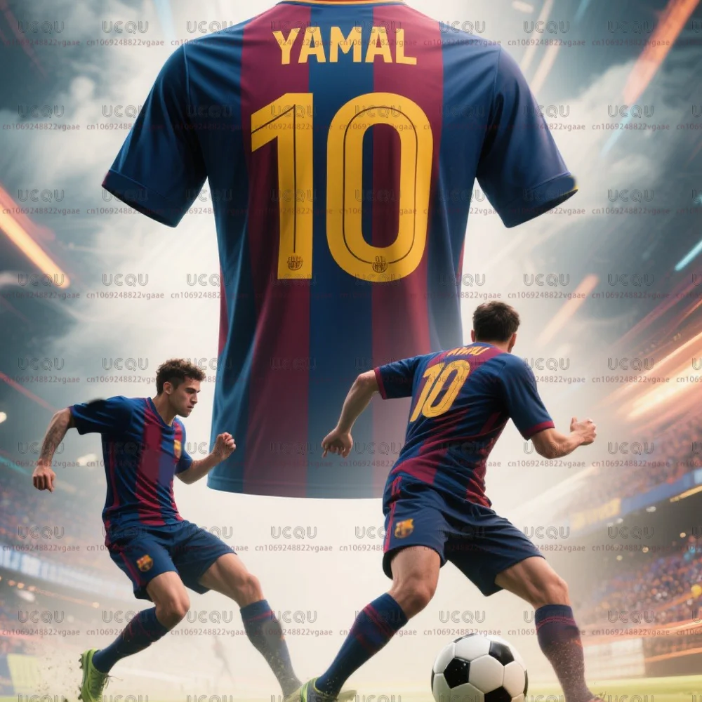

2025 Football Jersey Team Tee Kids Home Sportwear Boys 10 Soccer Clothes Men Train Adults T Shirt Top Game Gift L-Lamine Yamal