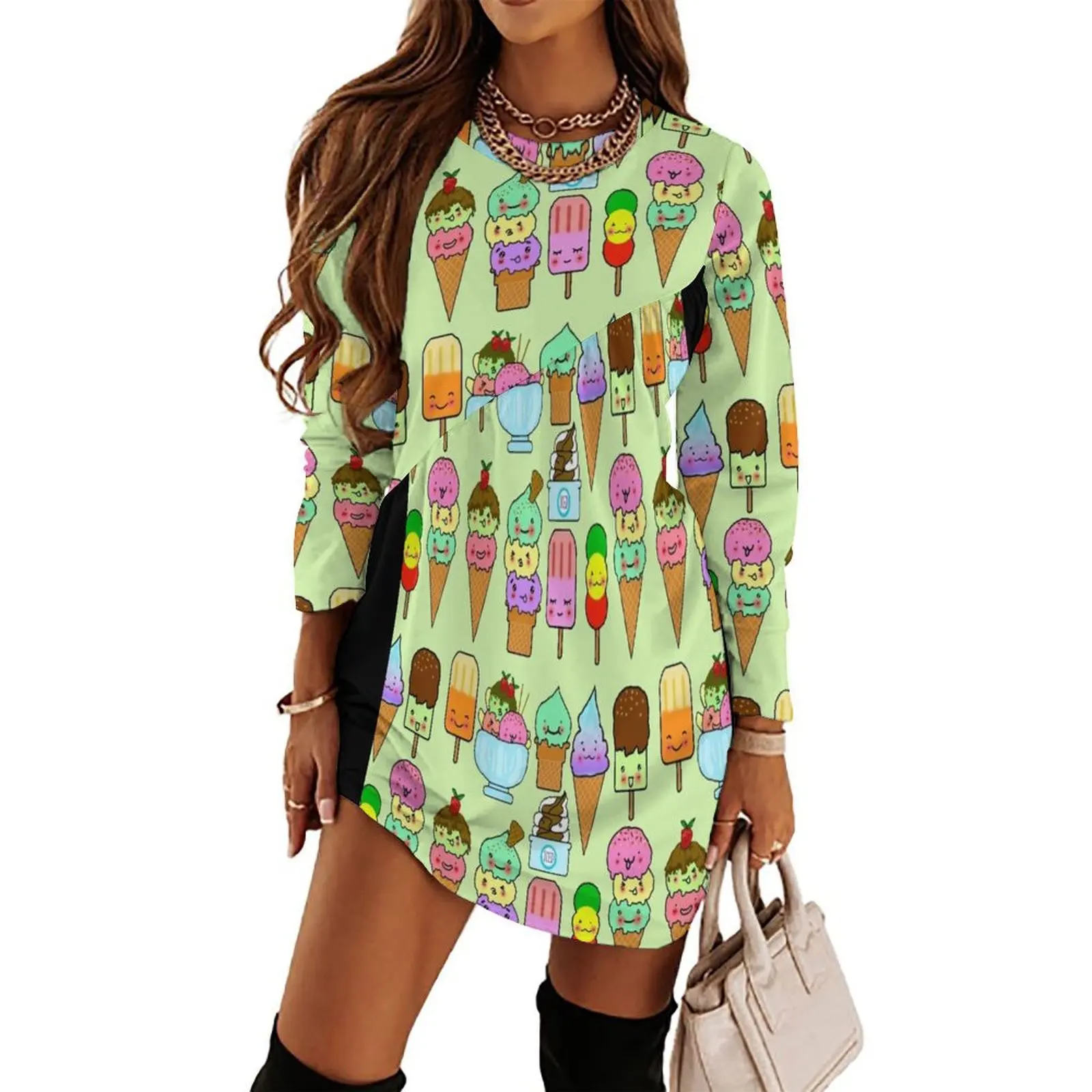 

Summer Ice Cream Long Sleeved Dress dress women summer 2024 Summer skirt elegant women"s sets