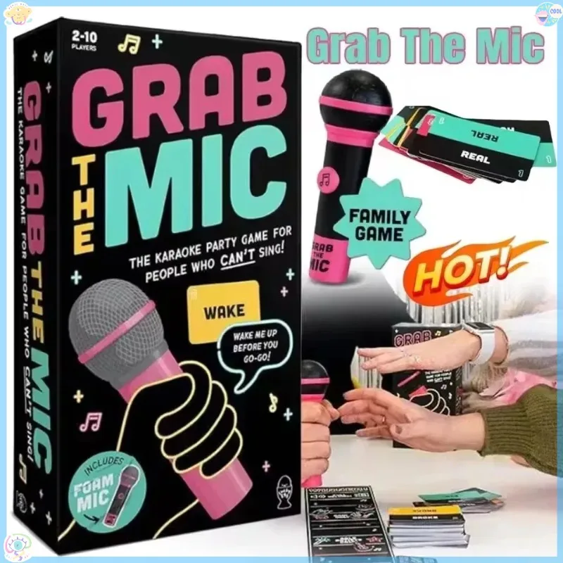 

Exciting Grab The Mic The Family Karaoke Game 2-10Players Board Game for Bad Singers 125Lyric Cards Singer Game For Family Party