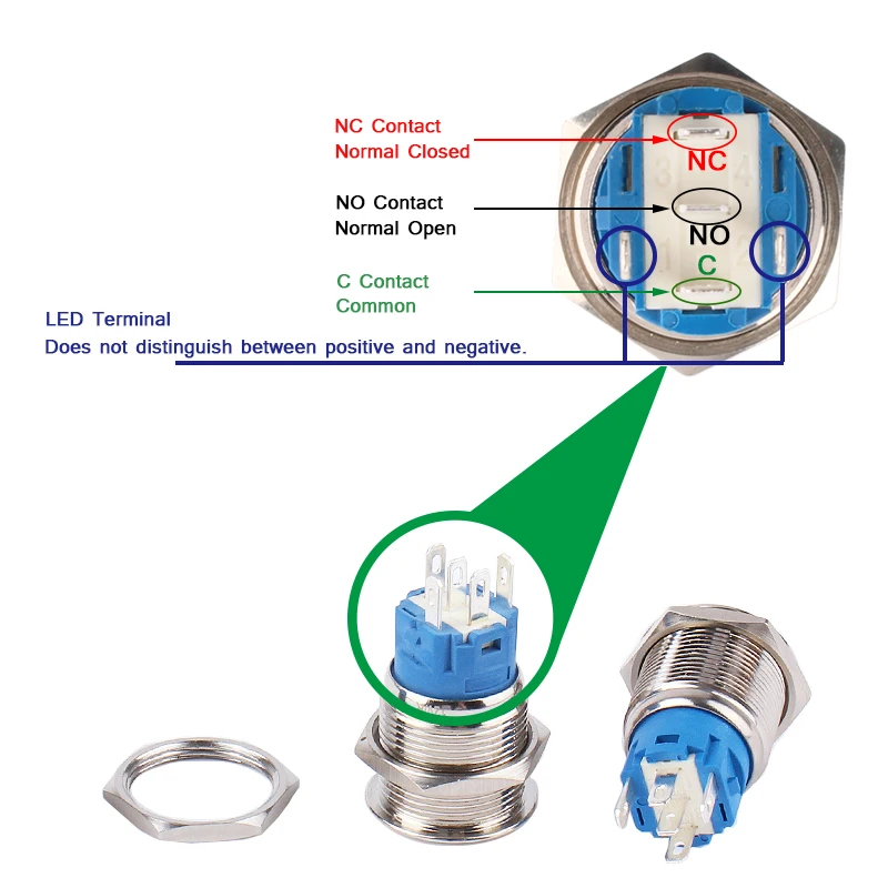 Lampada ad anello 16/19/22mm LED muslimicon Latching/tromba a tromba momentanea interruttore a pulsante in metallo Reset simbolo barca auto barca