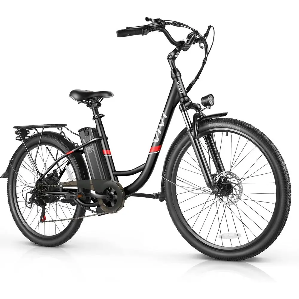 

1000W Peak Power 26 48V Removable Battery Electric Cruiser Bike, 22MPH, 7-Speed City Commuter
