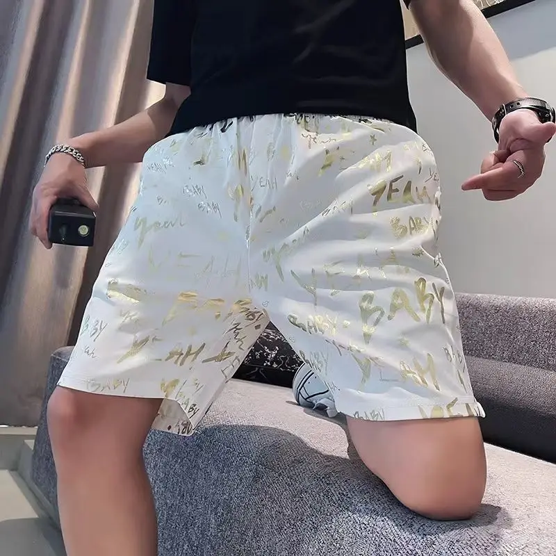 

Men's Ice Silk Shorts Summer Casual Loose Fit 5-Inch Fashion Breathable Beach Shorts for Outdoor Activities