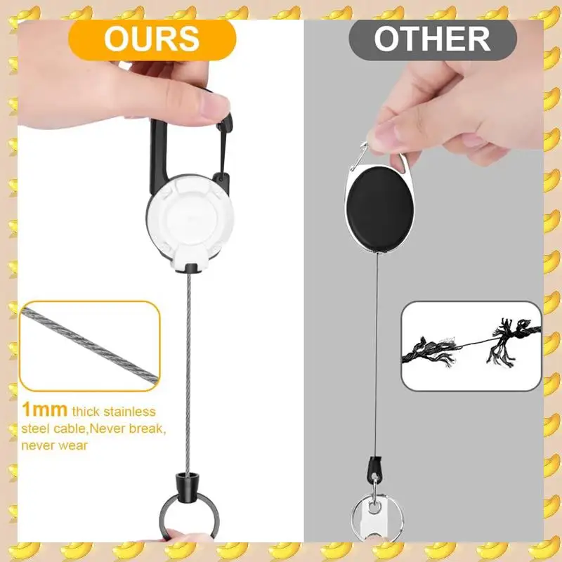 4Piece Heavy Duty Retractable Keychain Retractable Badge Holder Retractable ID Badge Reel Heavy Duty Reel Clips (White)