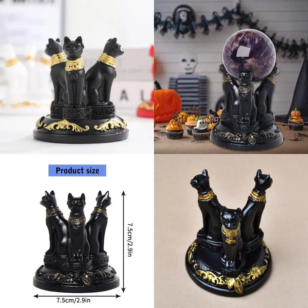 

G6KF Portable Resin Cats Crystals Sphere Holders Sturdy Construction Daily Use