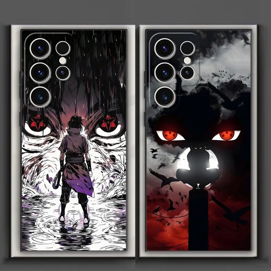 Coole Anime Eyes Sharingan Hülle für Samsung Galaxy S23 Ultra S20 S24 Plus S21 FE S25 Edge Schwarz Soft Phone Cover