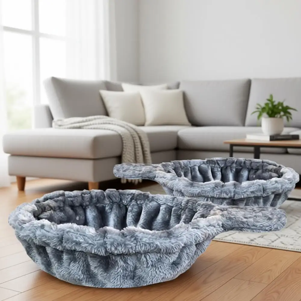 

Большая серая корзина-лежанка-гамак для деревянной стойки-когтеточки 14.6 футов, 5 шт. подвесных игрушек-помпонов на эластичных шнурах, аксессуар для деревянной стойки-когтеточки