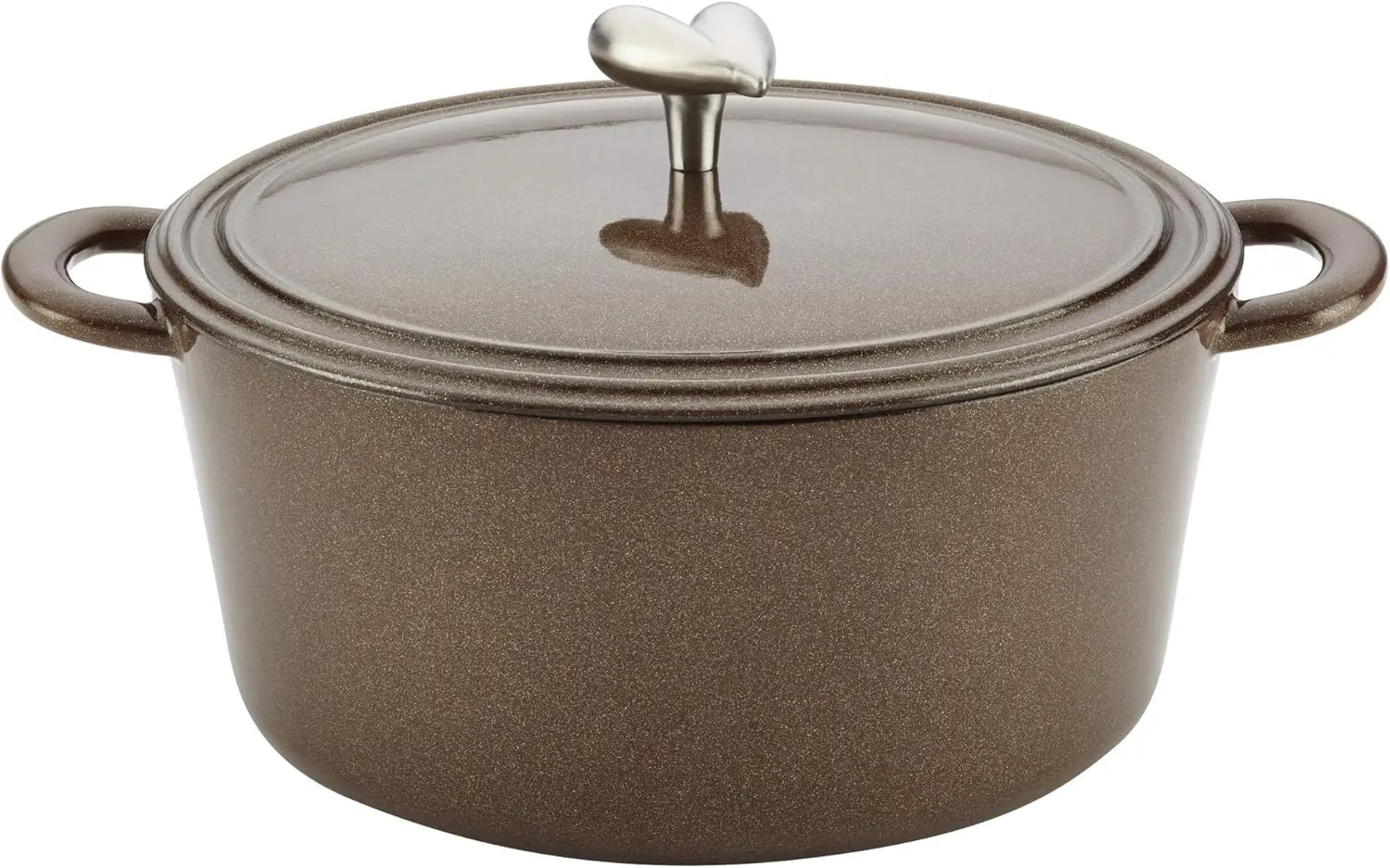 Horno holandés cubierto de esmalte de hierro fundido Curry, color marrón de 5,5 cuartos