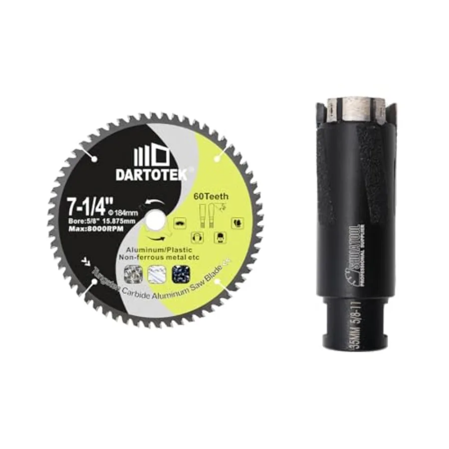 

7-1/4"/184mm Aluminum Cutting DiscCircular Saw Blade 60T TCT Cut Off Wheel for Aluminum Plastic with 5/8" Arbor for Circular sa