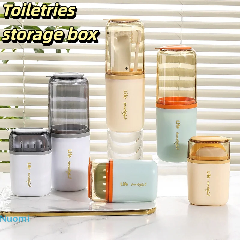 

Portable Travel Toothbrush Holder Waterproof Toothbrush Storage Box With mouthwash cup Bathroom Soap box Toiletries storage box