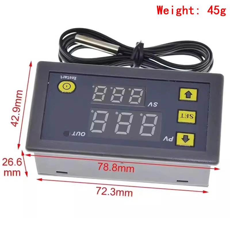 W3230 Probe line 20A Digital Temperature Control LED Display Thermostat With Heat/Cooling Control Instrument 12V 24V AC110-220V