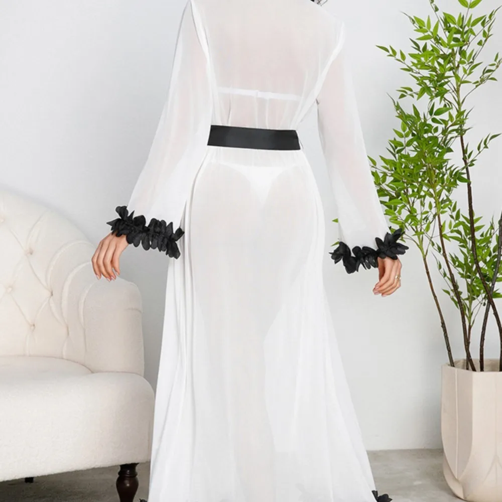 ملابس نسائية صيفية بيجامات رداء مثير بلون سادة ثوب نوم أنيق ملابس منزلية ضيقة برباط على شكل حرف V مريحة وعصرية فرنسية