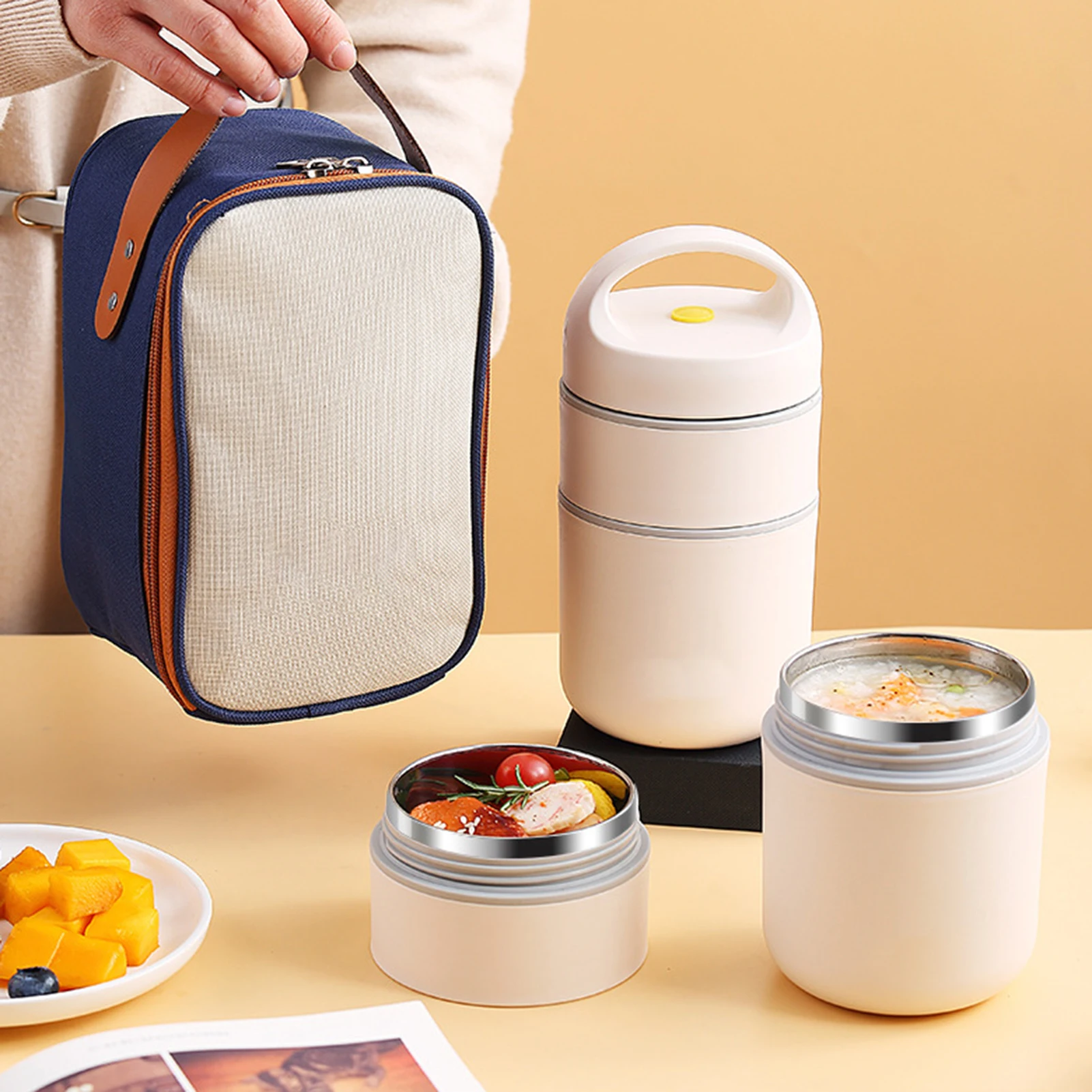 Thermal Lunch Box Bento Box Set Bento Lunch Boxes with Lunch Bag for School Exercise Camping a Travel