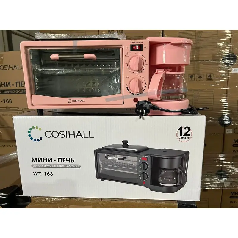 3-in-1 Breakfast Machine Toaster Oven Coffee Maker Multi-function Sandwich Maker 12L 1000W