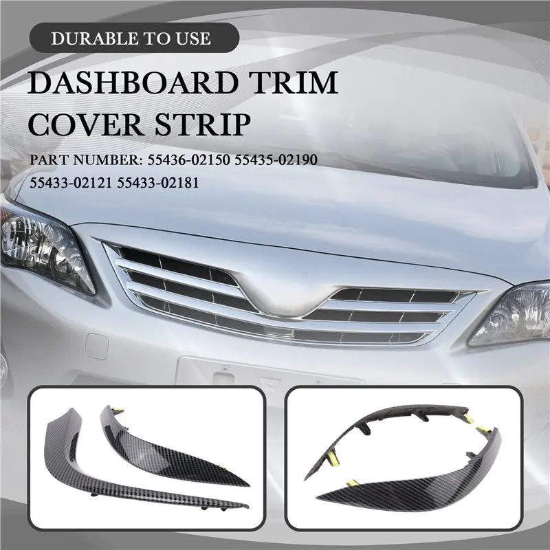 A73X-1Set Car Dashboard Air Vents Trim Strip Parts For Toyota Corolla Altis 2007-2013 Air A/C Outlets ABS Carbon Fibre Trim Cove