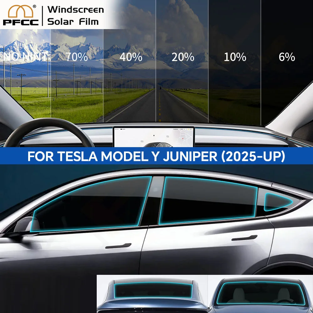 

PFCC Pre-Cut Car Front Rear Side Window Privacy Tint Film 99% UV Protective Heat Resistant For Tesla Model Y Juniper 2025 2026