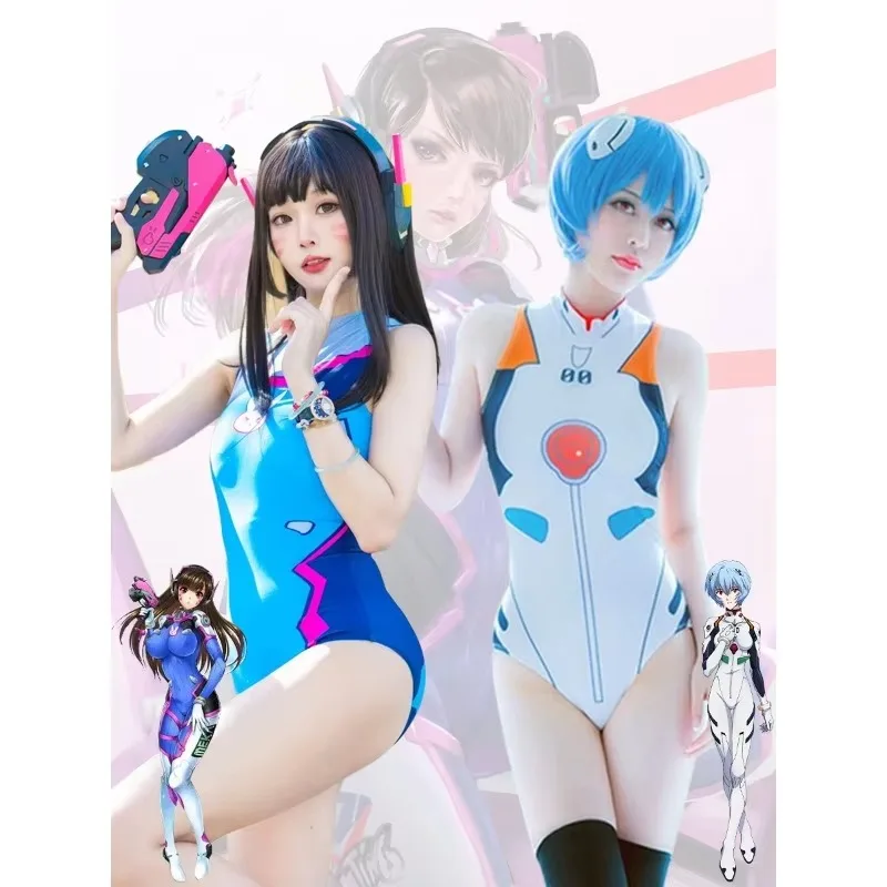 

D.Va Ayanami Rei Asuka Langley Soryu Cosplay Costume Game Overwatch Role Play Jumpsuit Sexy Swimsuit for Halloween