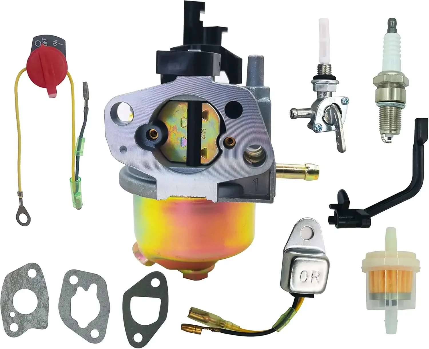 Carburador para Generador de Gasolina Champion de 3000, 3500 y 4000 Vatios, con Junta, Válvula de Cierre del Tanque de Combustible y Kit de Juntas