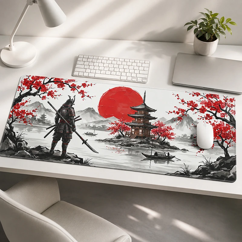 Mouse Pad Japan Samurai Red Sun Gaming printon demand Home Mousepad XXL keyboard pad MousePads Office Non-Slip Soft Table Mat
