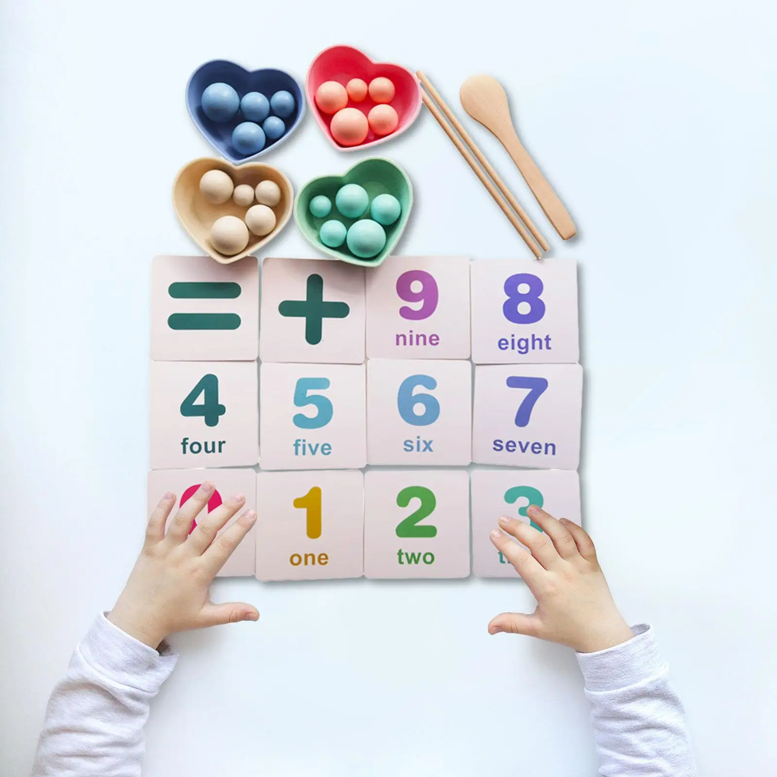 Wiskundespeelgoed Fijne motoriek Wiskundevaardigheden Cognitieve Clip Kralen Matching Game voor kleuterschool Kleuters Jongens Meisjes Verjaardagscadeaus