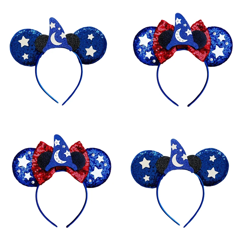 Mickey der magische Hut Ohren Haar bänder Frauen Fledermaus Mickey Mouse Stirnbänder Mädchen Halloween Haar Accessoires Baby Disney Minnie Kopf bedeckung