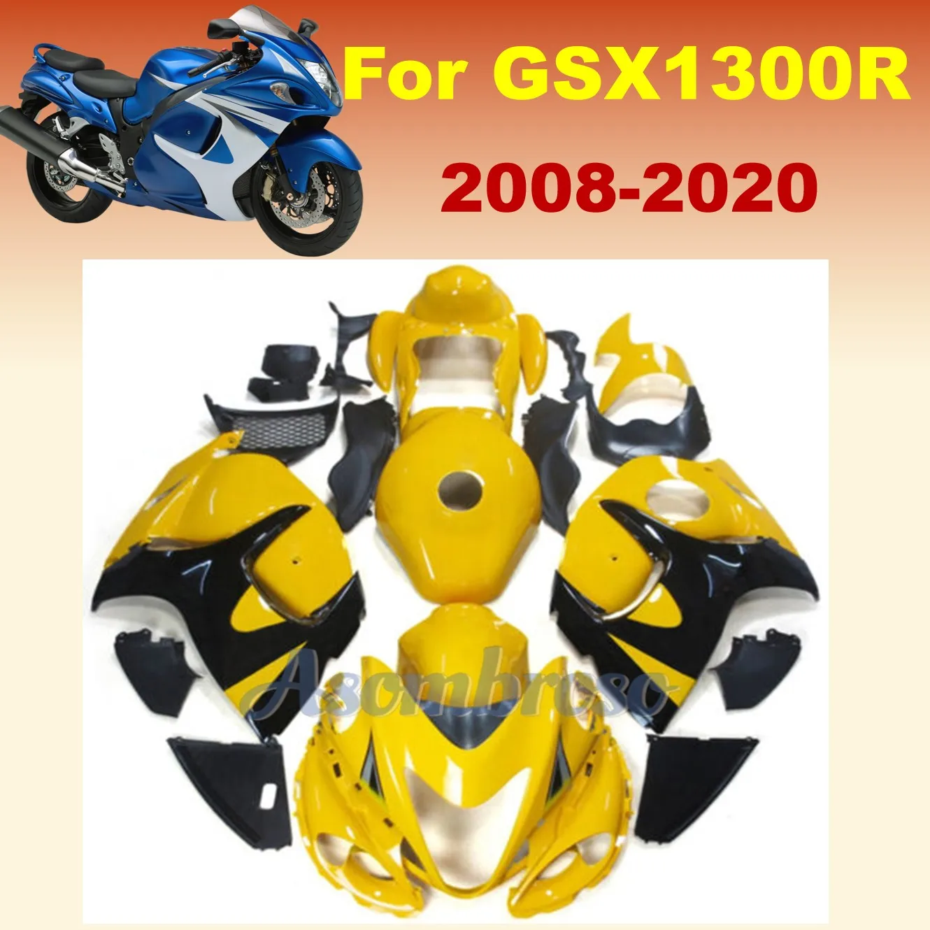 Motorcycle Fairing kit For Hayabusa GSXR1300 2008-2020 2019 GSX-1300R 09 10 11 12 13 16 18 Gloss Yellow Bodywork set