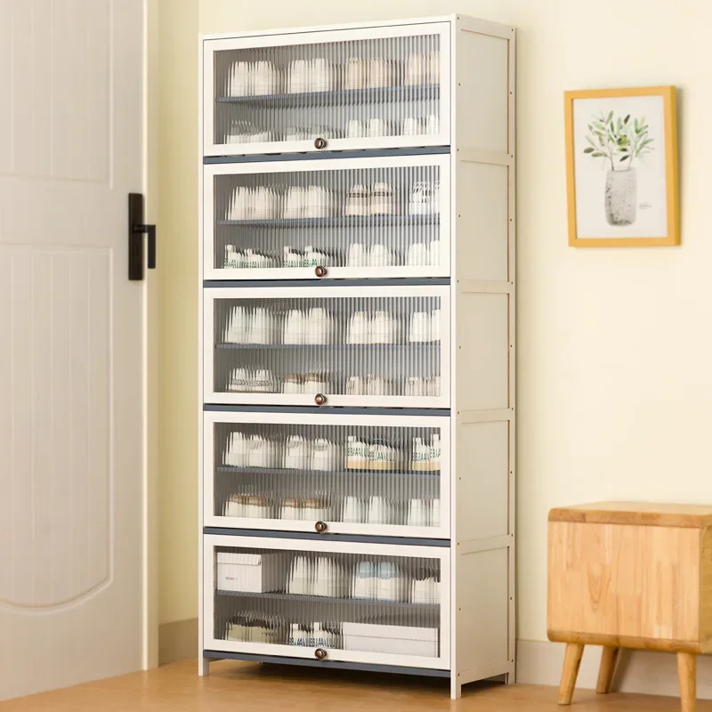 

Прочный простой шкаф для обуви, домашний органайзер для хранения у двери, компактный, стильный, многоярусный, пыленепроницаемый, вместительный.