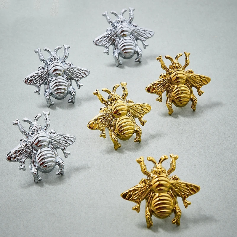 Pure Brass Drawer Cabinet Knob Gold Silver Nordic Style Bee Bird Shape Kitchen Cupboard Hardware Furniture Dresser Pulls Handle