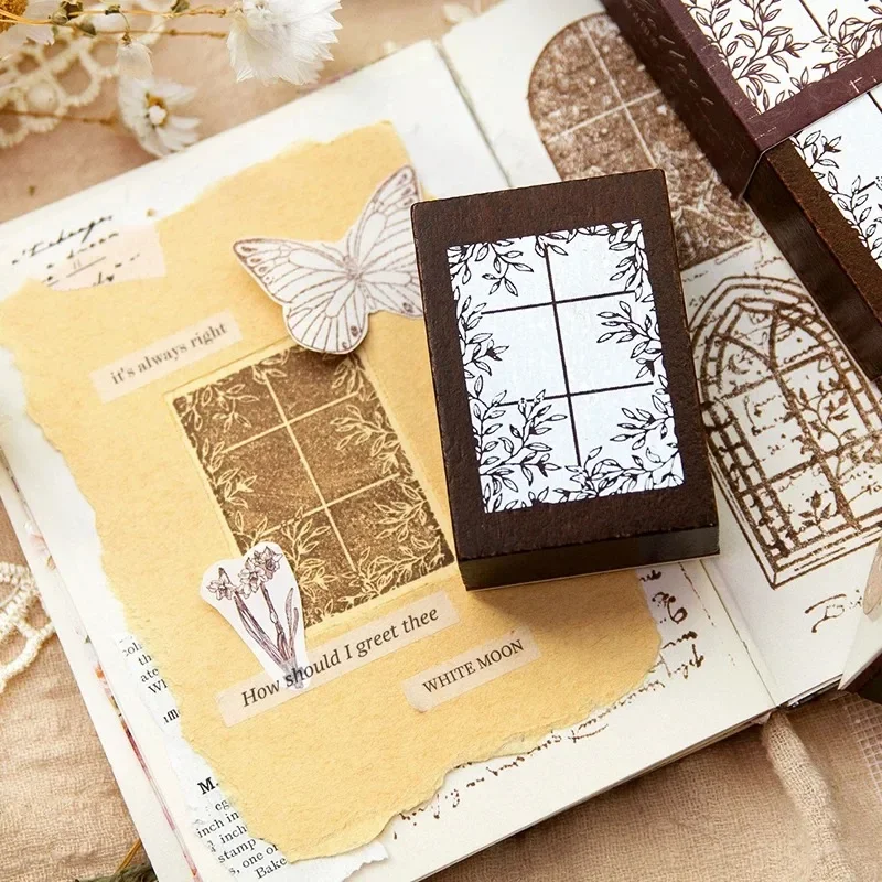 Creative Vintage Church Window Wood Stamp Retro Standard Seal for Journaling Scrapbooking Diary Decoration Card Making Craft