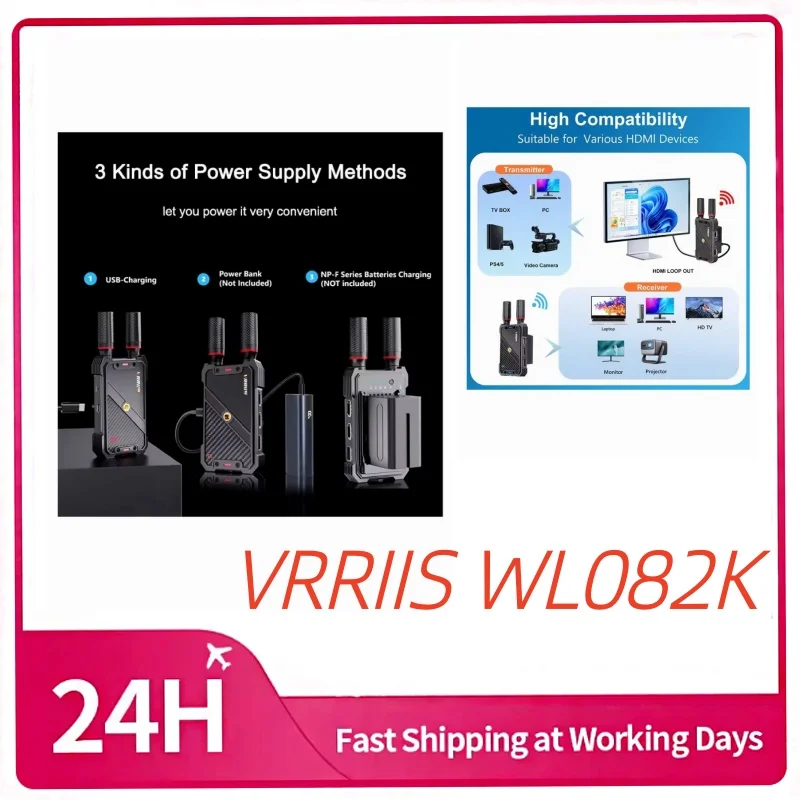 VRRIIS WL082K 400m Wireless HDMI KVM Extender Video Transmitter and Receiver Support USB Keyboard Mouse Camera Laptop PC To TV