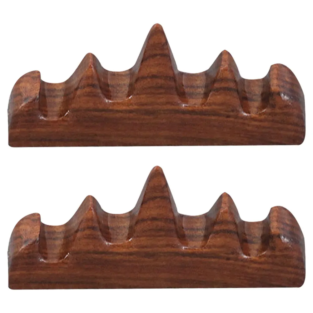 

2pcs Wooden Calligraphy Brush Holder Mountain Shape Natural Wood For Office Study Room Organizer Pen Rack Writing Brush Support