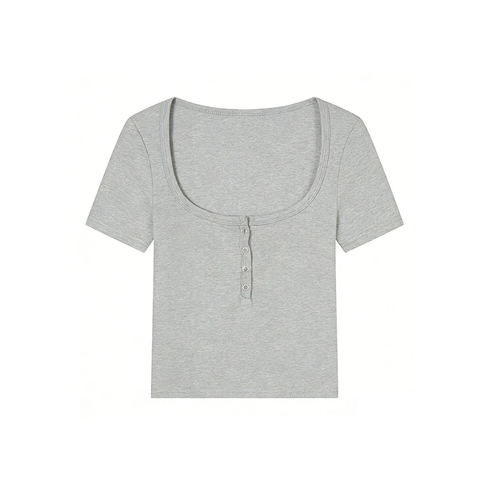 

Comfortable Vacation Clothing T-shirt Short-sleeve Top XL Fitted Crop Tee Polyester Solid Pattern Fashion Style Regular Length